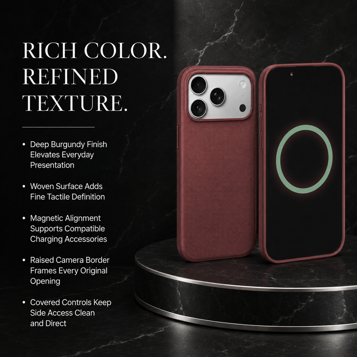 Premium iPhone Case Luxury Business Woven Magnetic Technical Fabric Card Pocket Anti Drop Shockproof Non Slip Slim Durable Protective Phone Cover Case