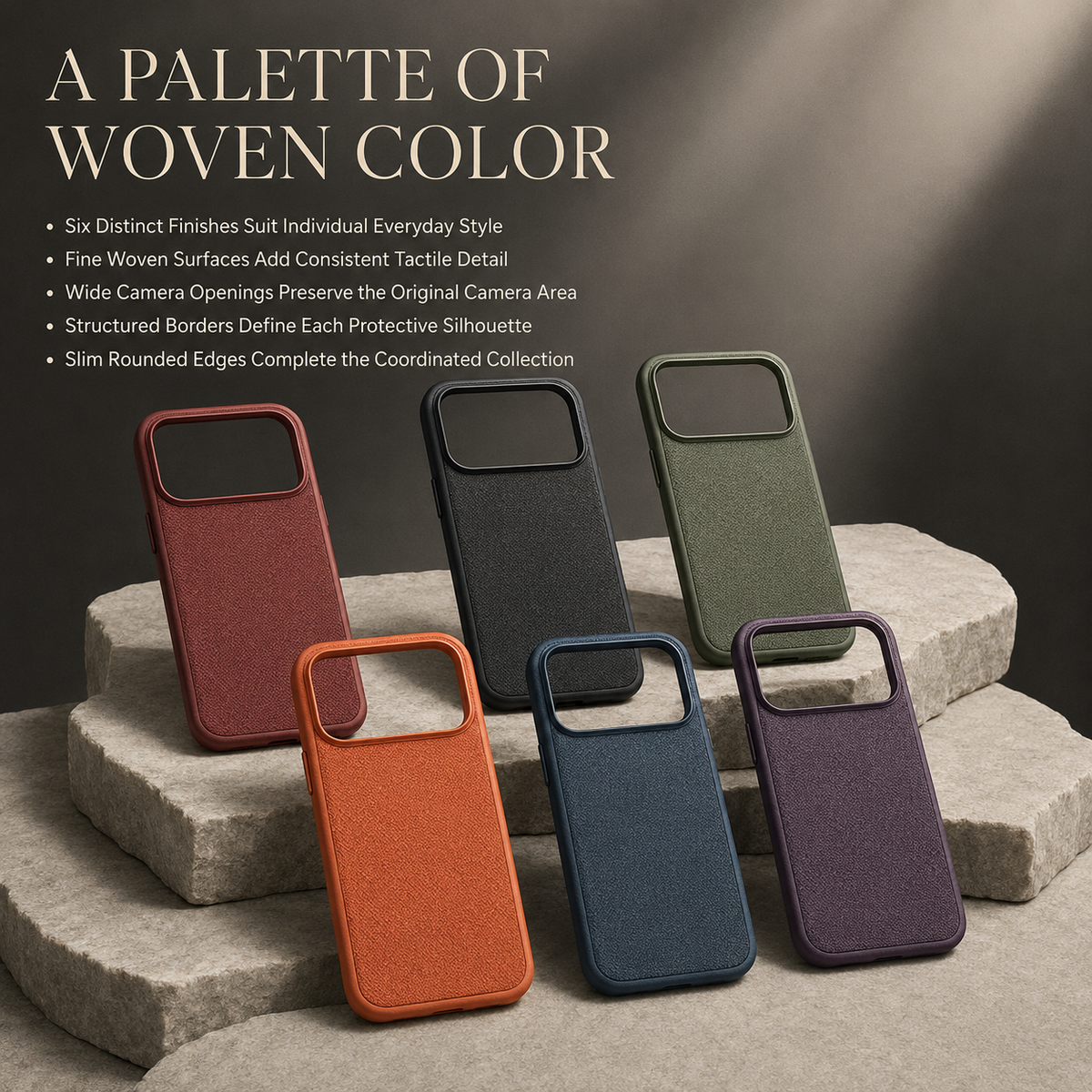 Premium iPhone Case Luxury Business Woven Magnetic Technical Fabric Card Pocket Anti Drop Shockproof Non Slip Slim Durable Protective Phone Cover Case