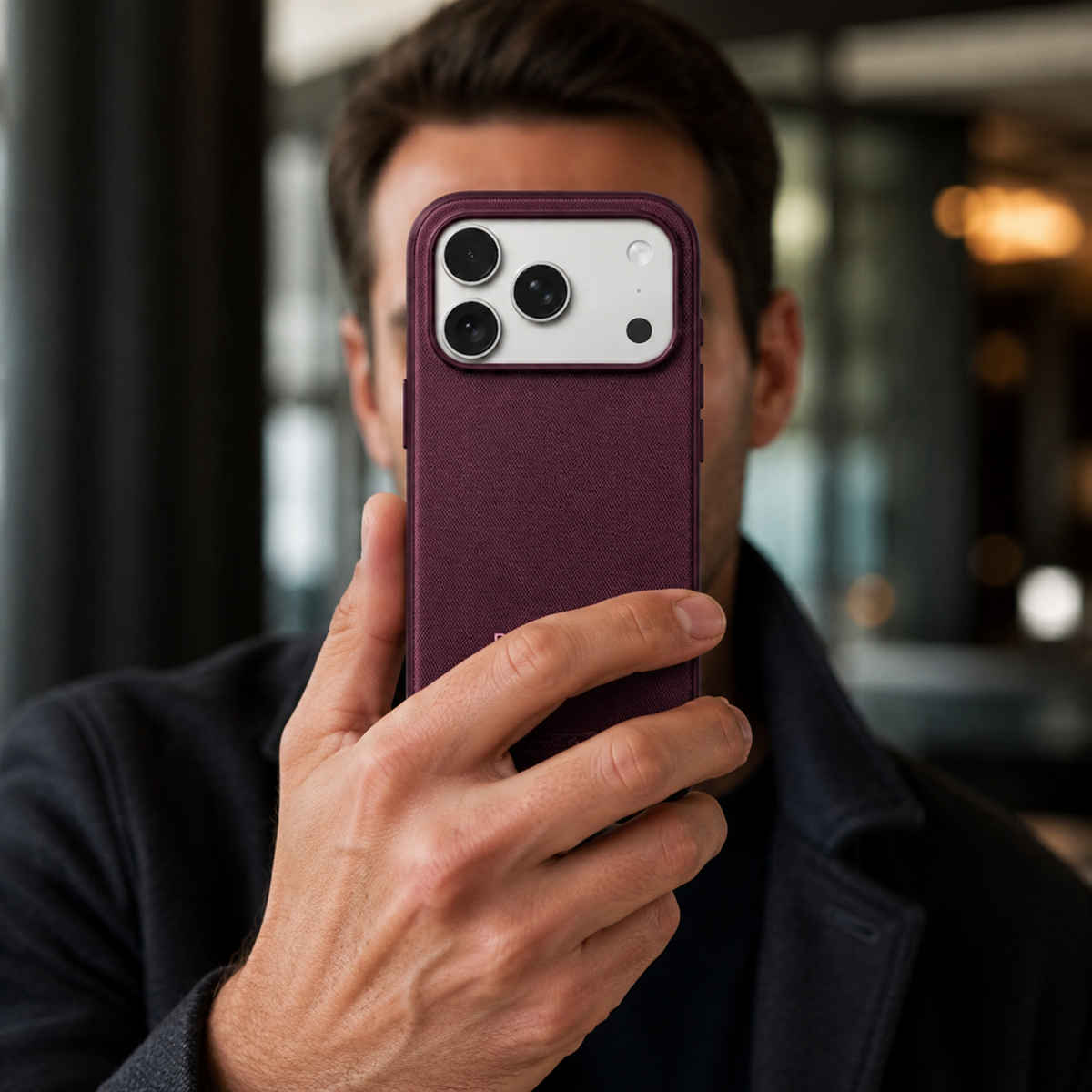 Premium iPhone Case Luxury Business Woven Magnetic Technical Fabric Card Pocket Anti Drop Shockproof Non Slip Slim Durable Protective Phone Cover Case