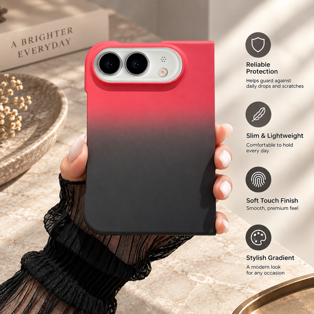 Premium iPhone Case Luxury Classic Gradient Dopamine Color Shockproof Folding Hard Back Slim Protective Anti Scratch Durable Stylish Phone Cover Case