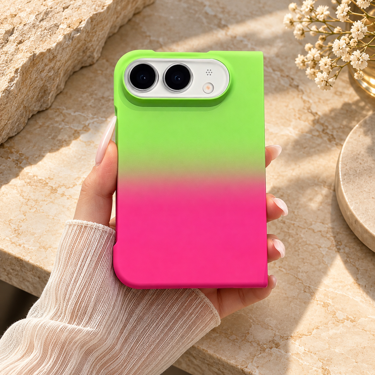 Premium iPhone Case Luxury Classic Gradient Dopamine Color Shockproof Folding Hard Back Slim Protective Anti Scratch Durable Stylish Phone Cover Case