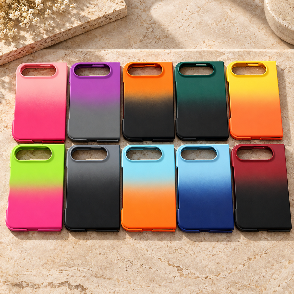 Premium iPhone Case Luxury Classic Gradient Dopamine Color Shockproof Folding Hard Back Slim Protective Anti Scratch Durable Stylish Phone Cover Case