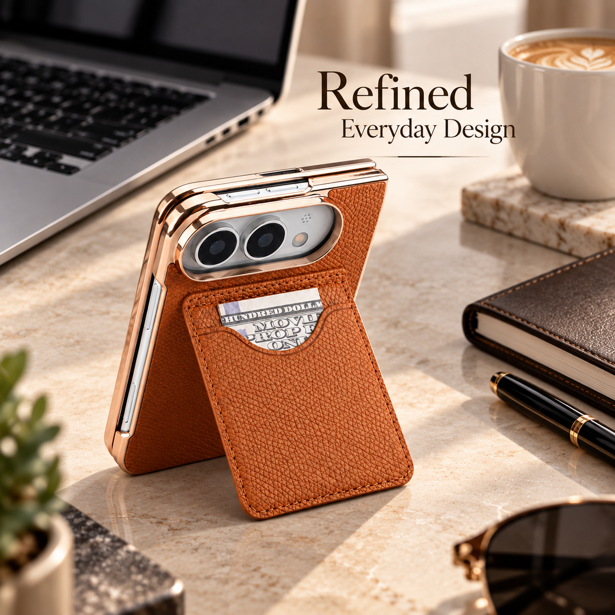 Premium iPhone Case Luxury Electroplating Matte Card Slot Holder Screen Protector Foldable Cover Shockproof Slim Durable Full Protective Phone Cover Case