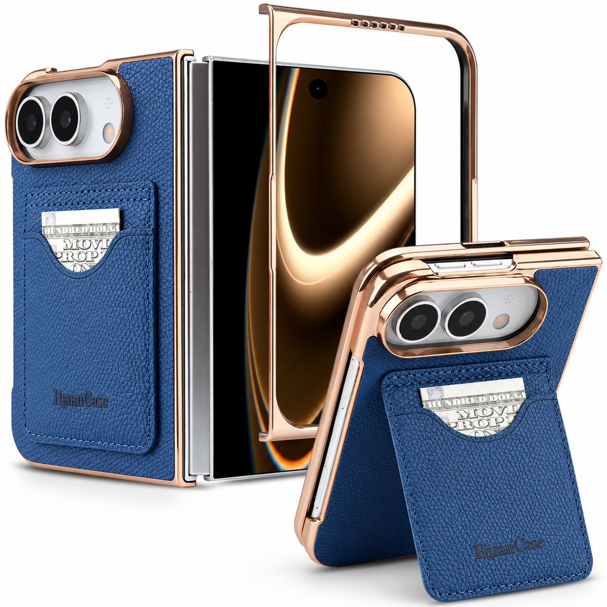 Premium iPhone Case Luxury Electroplating Matte Card Slot Holder Screen Protector Foldable Cover Shockproof Slim Durable Full Protective Phone Cover Case