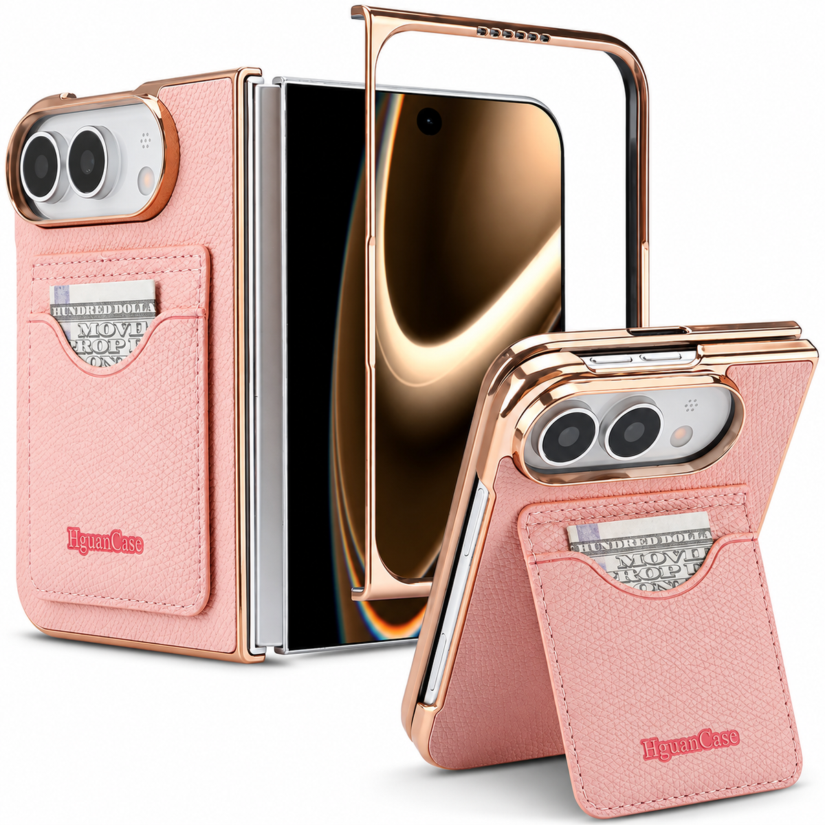 Premium iPhone Case Luxury Electroplating Matte Card Slot Holder Screen Protector Foldable Cover Shockproof Slim Durable Full Protective Phone Cover Case