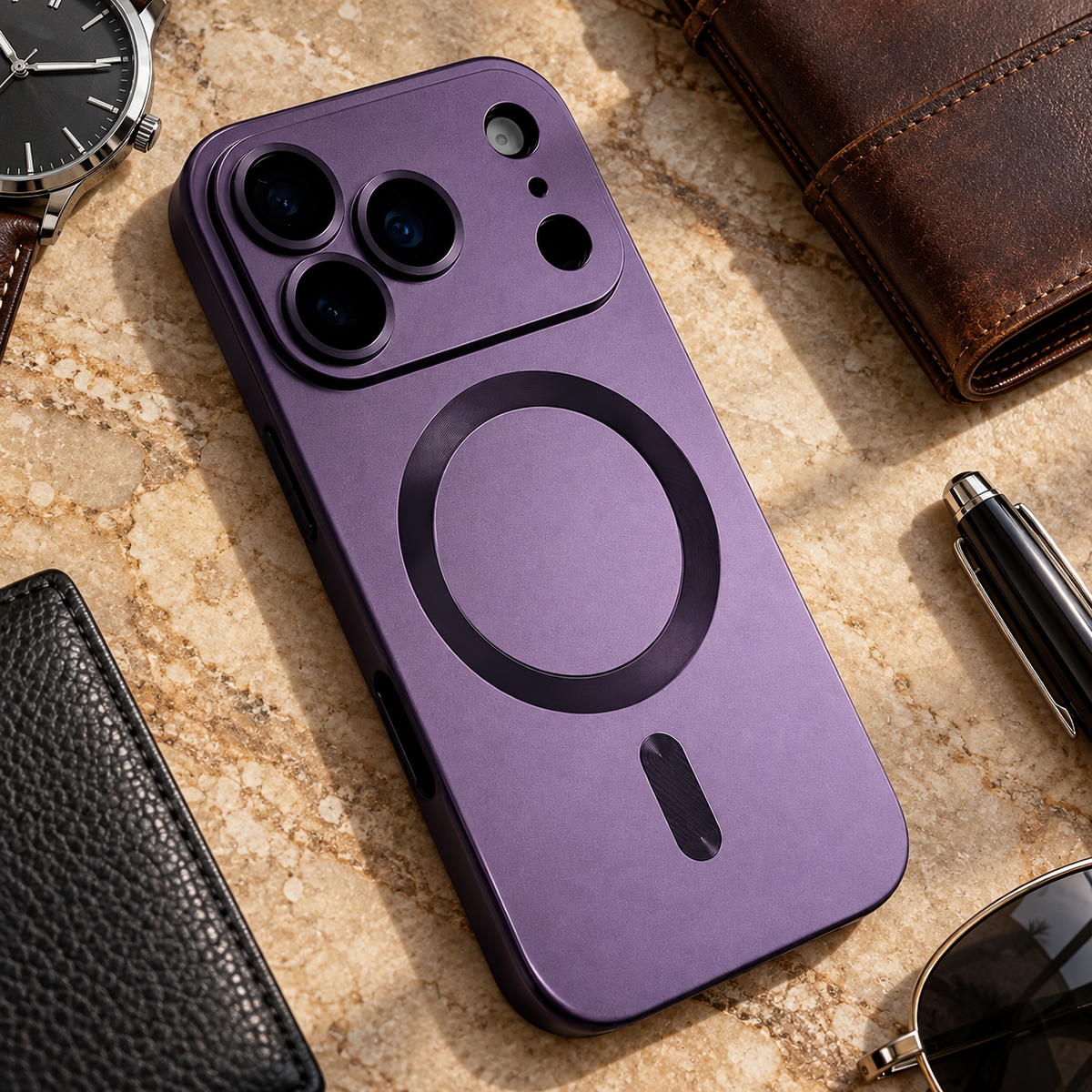 Premium iPhone Case Luxury Matte Soft TPU MagSafe Magnetic Metallic Lens Protection Shockproof Slim Non Slip Anti Scratch Durable Protective Phone Cover Case