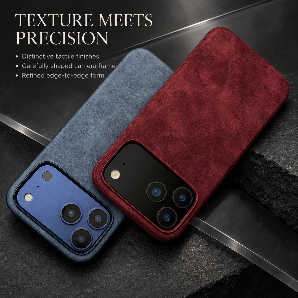 Premium iPhone Case Luxury Retro Leather Matte Smooth Skin Feel Soft Touch Shockproof Slim Non Slip Anti Scratch Durable Protective Phone Back Cover Case