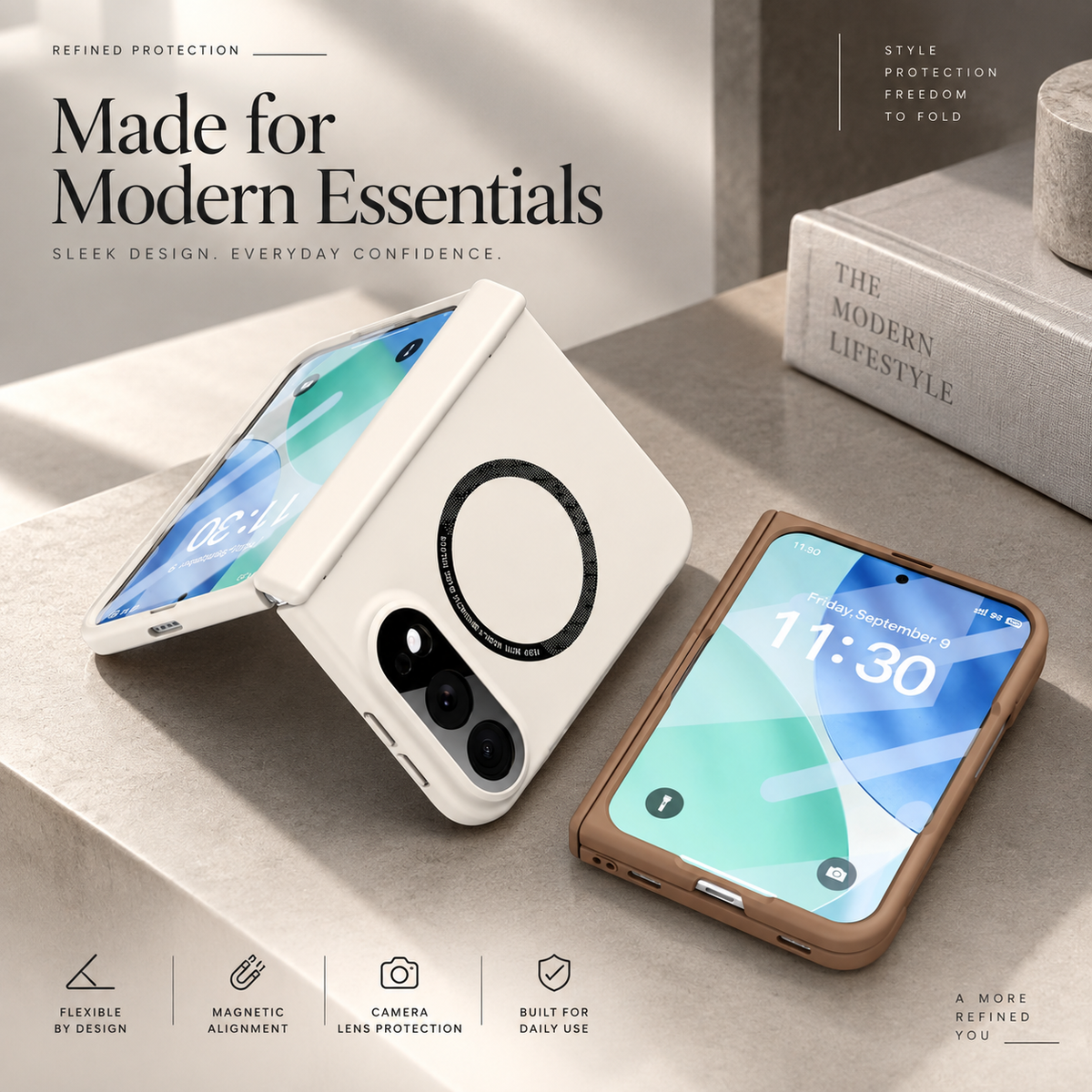 Premium iPhone Case Luxury Skin Magnetic MagSafe Hinge Protection Tempered Film Full Coverage Shockproof Slim Durable Non Slip Protective Phone Cover Case