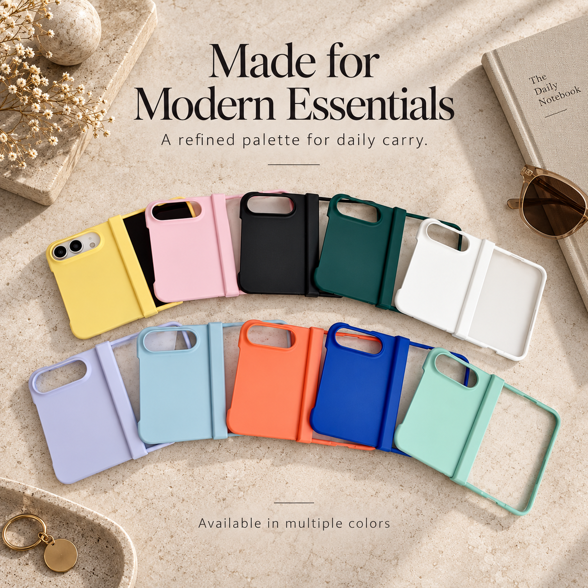 Premium iPhone Case Luxury Slim Matte Skin Feel Pure Color Hinge Protection Foldable Cover Hard PC Shockproof Non Slip Durable Protective Phone Cover Case