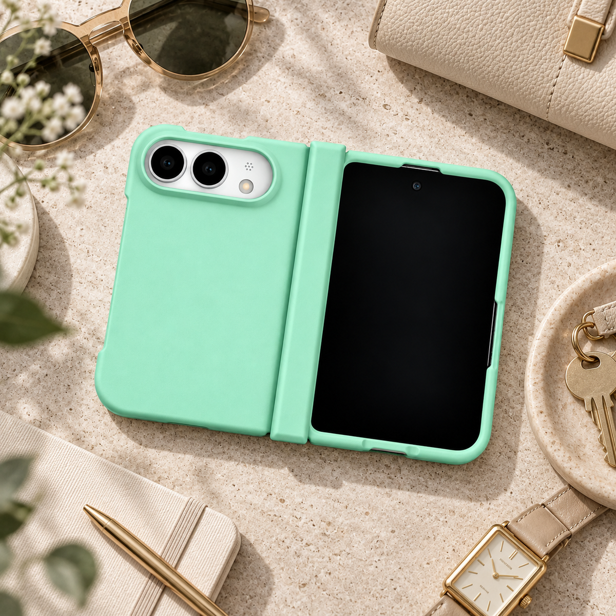 Premium iPhone Case Luxury Slim Matte Skin Feel Pure Color Hinge Protection Foldable Cover Hard PC Shockproof Non Slip Durable Protective Phone Cover Case