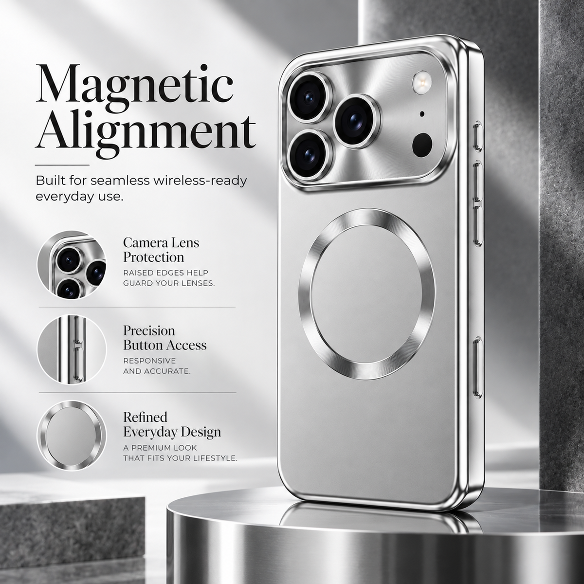 Premium iPhone Case Luxury Touch Pen MagSafe Plating Hinge Protection Front Tempered Glass Shockproof Slim Durable Full Protective Magnetic Phone Cover Case