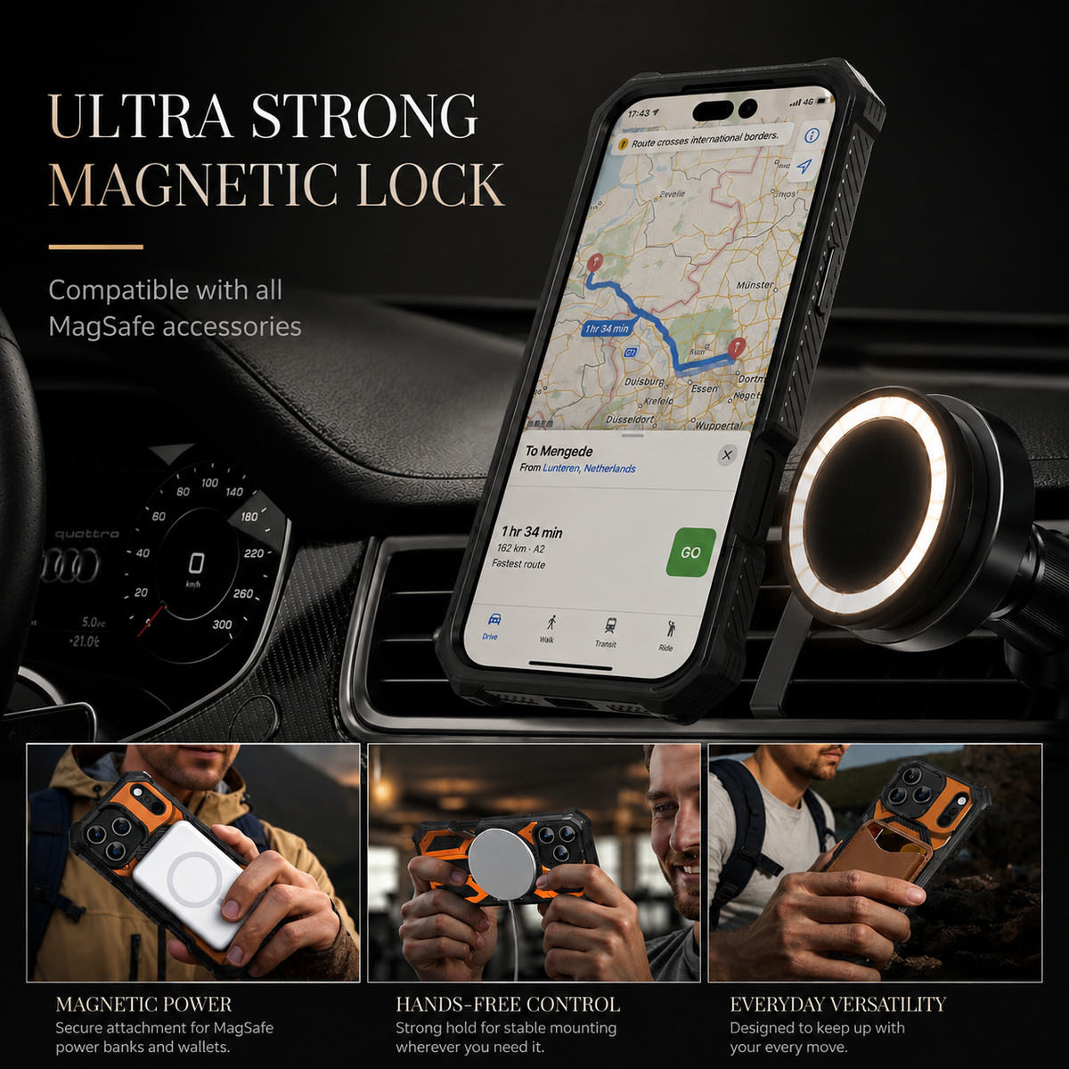 Premium iPhone Case Lychee Texture Leather MagSafe Cover Shockproof Alloy Camera Lens Guard Anti Scratch Anti Fingerprint Slim Lightweight Case Design