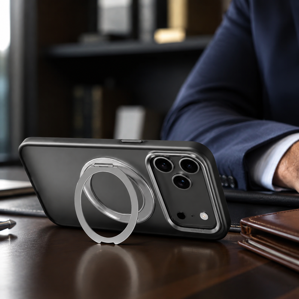 Premium iPhone Case MagSafe 360 Spin Magnetic Kickstand Metal Lens Guard Skin Feel Shockproof Anti Drop Slim Fit Non Slip Durable Protective Phone Cover Case