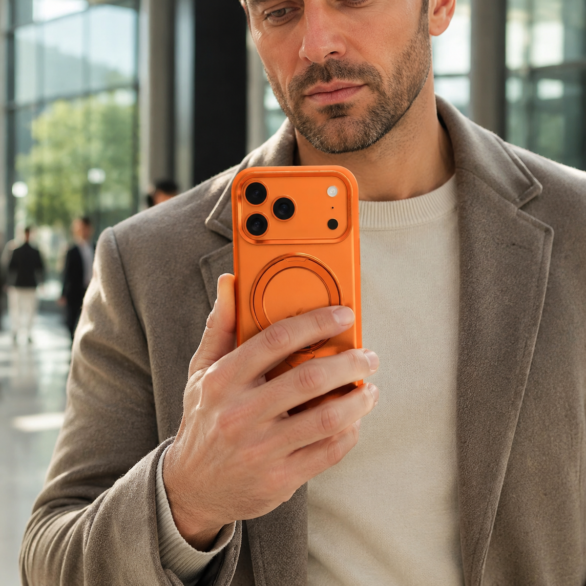 Premium iPhone Case MagSafe 360 Spin Magnetic Kickstand Metal Lens Guard Skin Feel Shockproof Anti Drop Slim Fit Non Slip Durable Protective Phone Cover Case