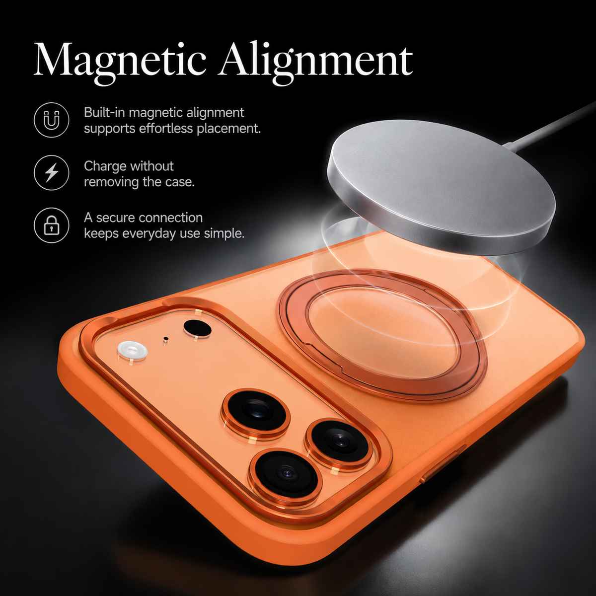 Premium iPhone Case MagSafe 360 Spin Magnetic Kickstand Metal Lens Guard Skin Feel Shockproof Anti Drop Slim Fit Non Slip Durable Protective Phone Cover Case