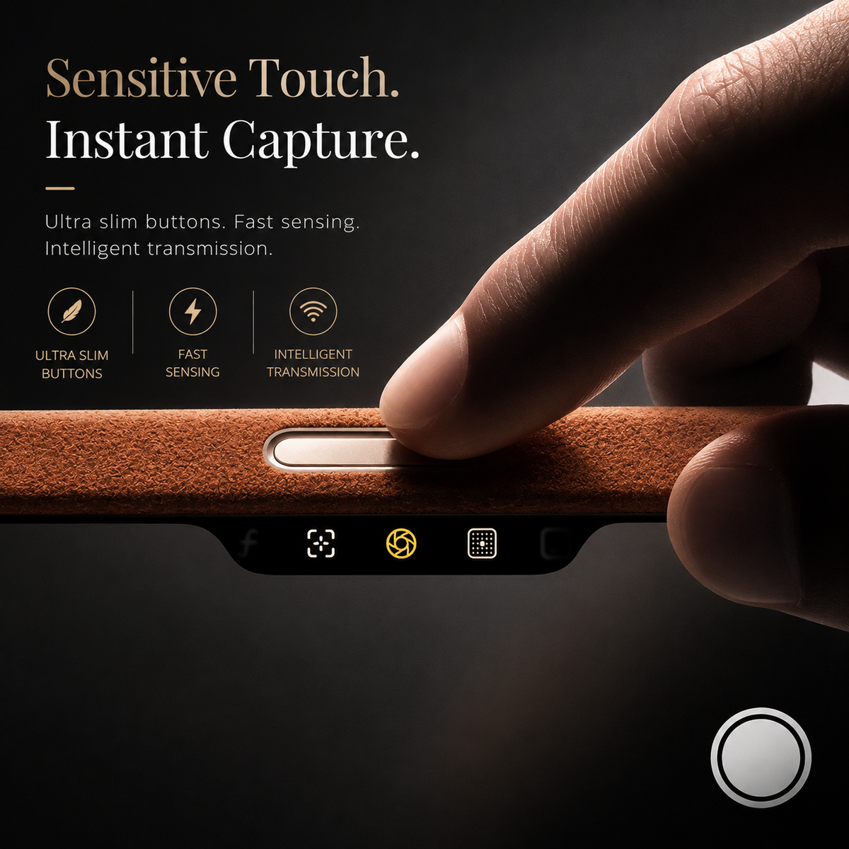Premium iPhone Case MagSafe Alcantara Leather Magnetic Protective Cover Smart Button Anti Fingerprint Washable Slim Soft Touch Full Coverage Business Design