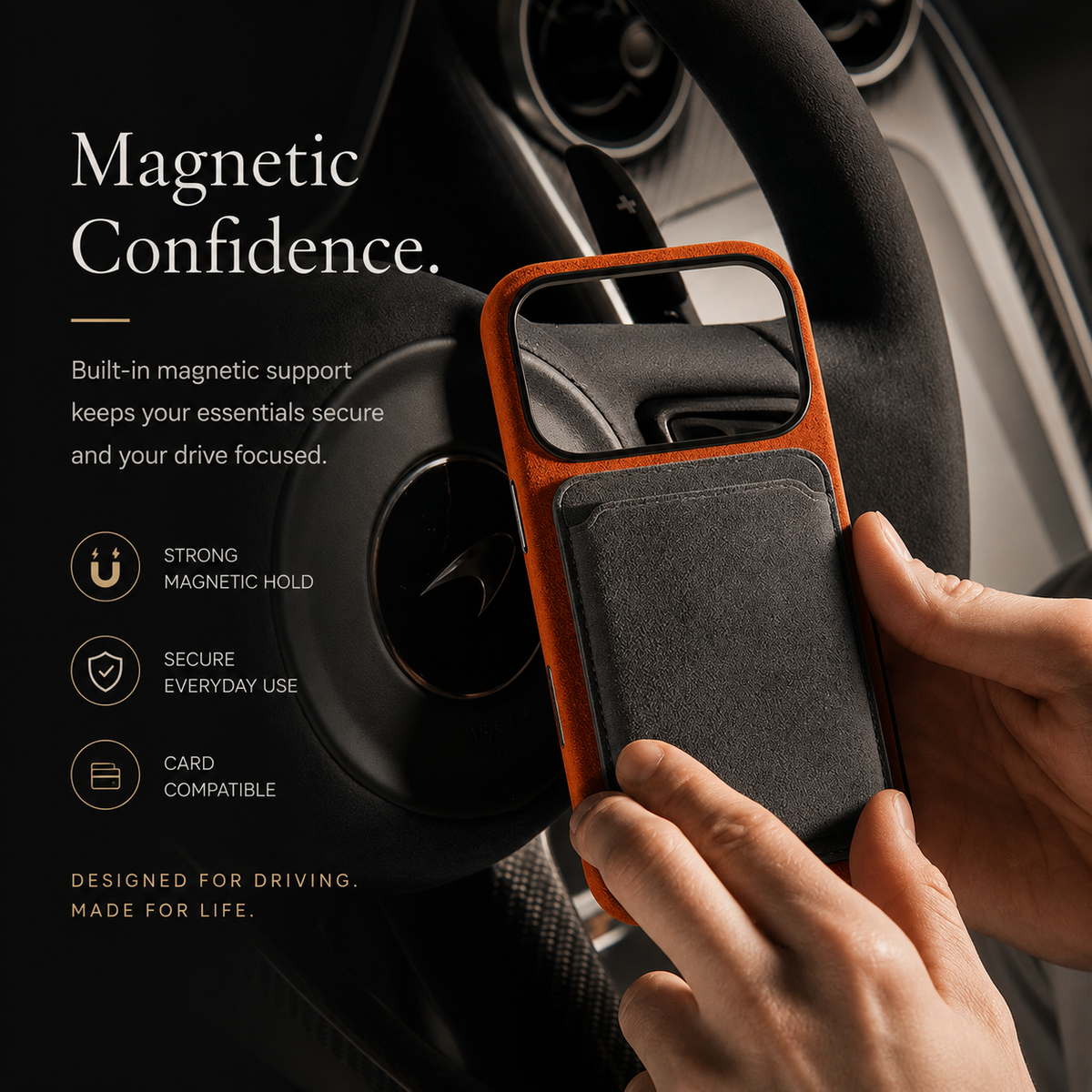 Premium iPhone Case MagSafe Alcantara Leather Magnetic Protective Cover Smart Button Anti Fingerprint Washable Slim Soft Touch Full Coverage Business Design