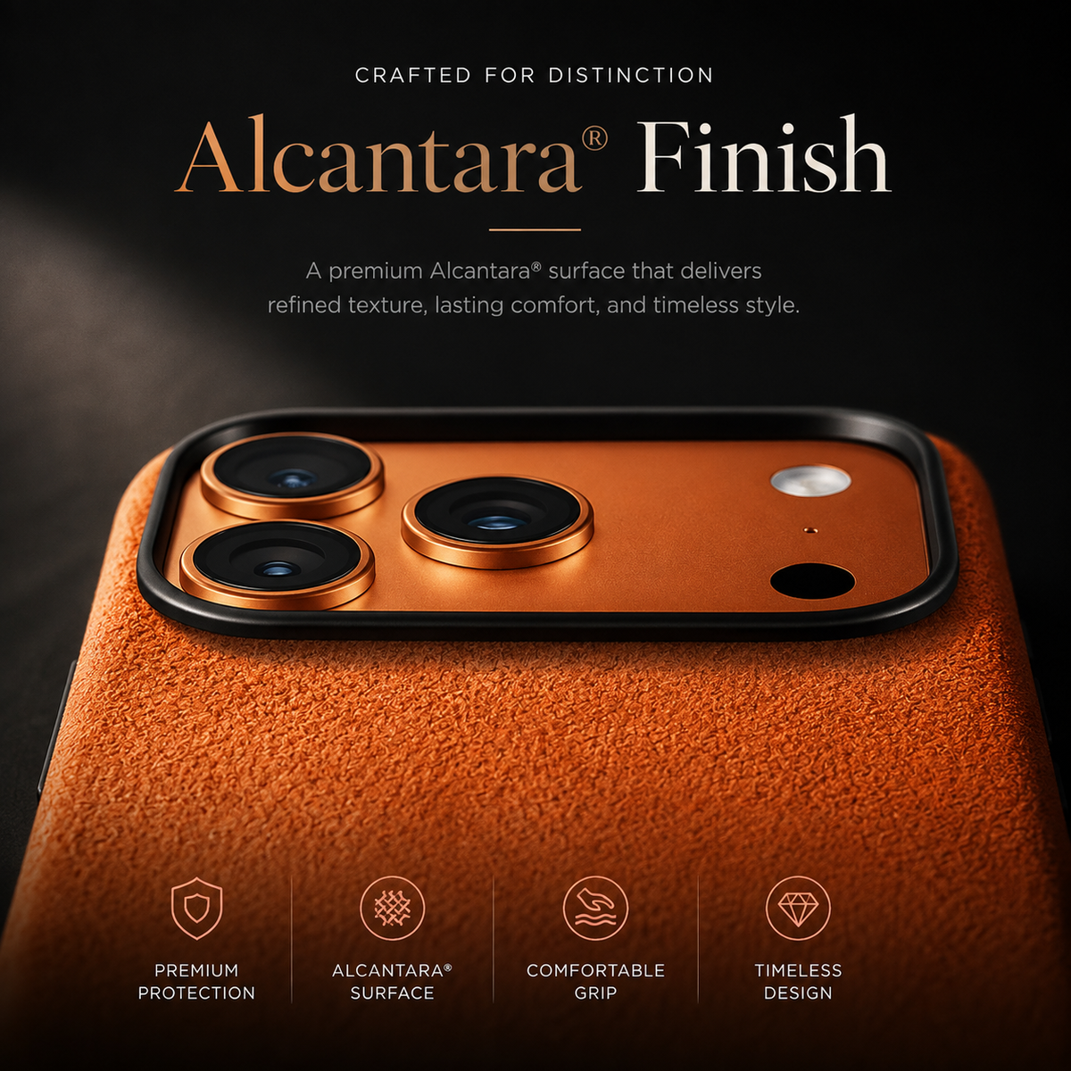 Premium iPhone Case MagSafe Alcantara Leather Magnetic Protective Cover Smart Button Anti Fingerprint Washable Slim Soft Touch Full Coverage Business Design