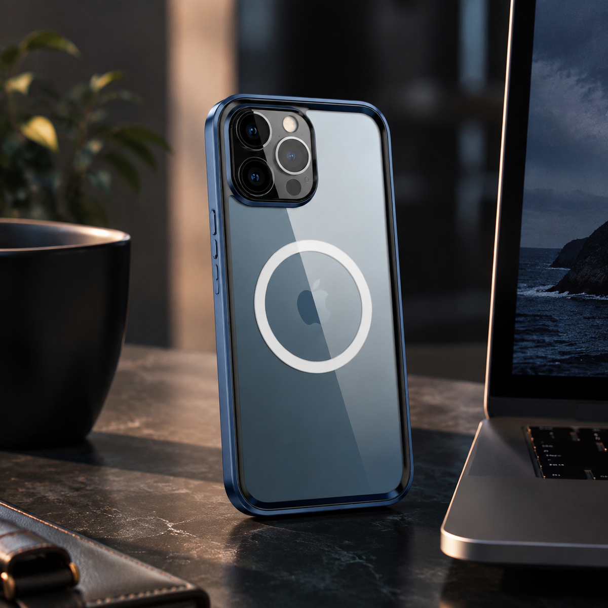 Premium iPhone Case MagSafe Aluminum Alloy Frame Tempered Glass PC Full Body Shockproof Camera Protection Clear Cover Anti Scratch Magnetic Protective