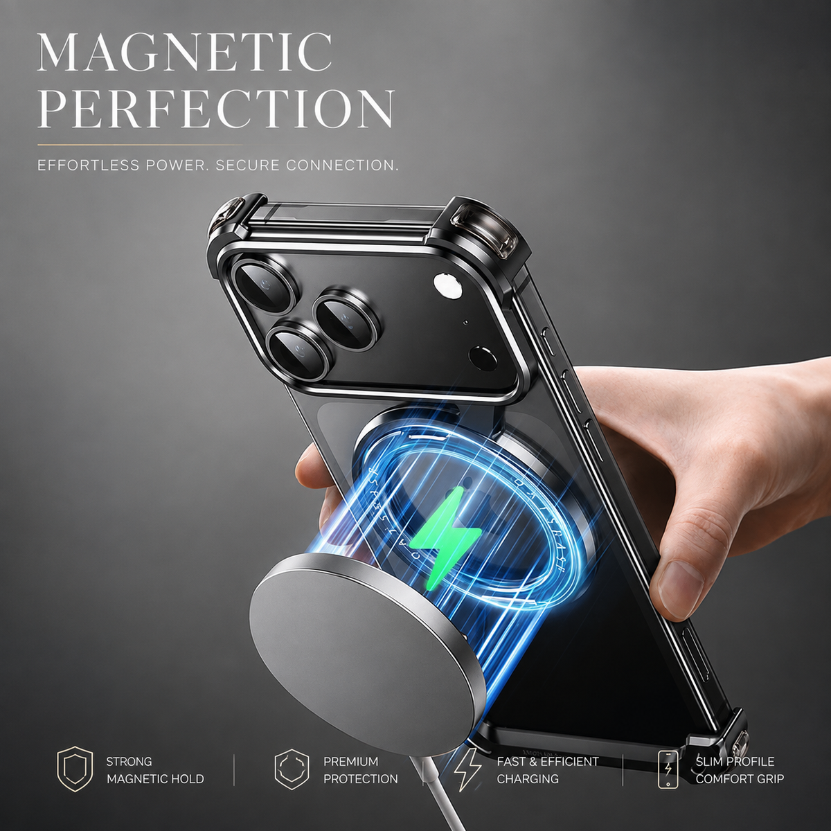 Premium iPhone Case MagSafe Aluminum Alloy Frameless Magnetic 360 Rotating Stand Shockproof Metal Bumper Slim Non Slip Protective Cover Case