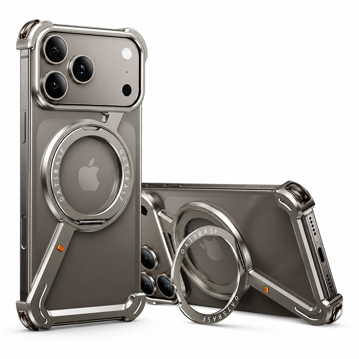 Premium iPhone Case MagSafe Aluminum Alloy Frameless Magnetic 360 Rotating Stand Shockproof Metal Bumper Slim Non Slip Protective Cover Case