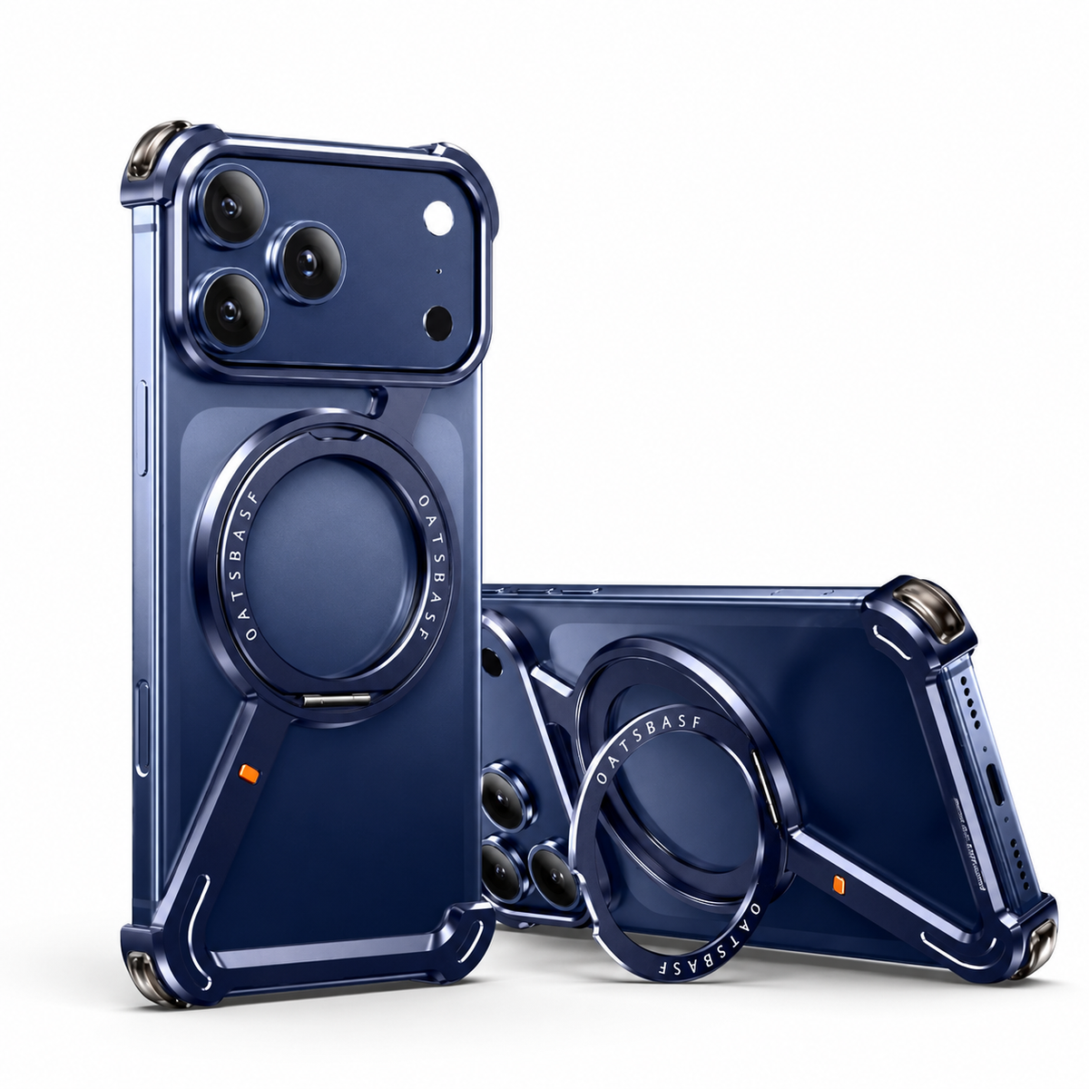 Premium iPhone Case MagSafe Aluminum Alloy Frameless Magnetic 360 Rotating Stand Shockproof Metal Bumper Slim Non Slip Protective Cover Case