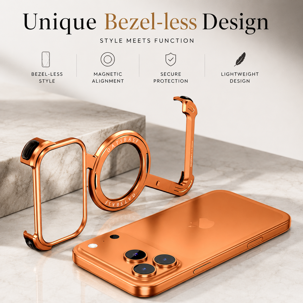 Premium iPhone Case MagSafe Aluminum Alloy Frameless Magnetic 360 Rotating Stand Shockproof Metal Bumper Slim Non Slip Protective Cover Case
