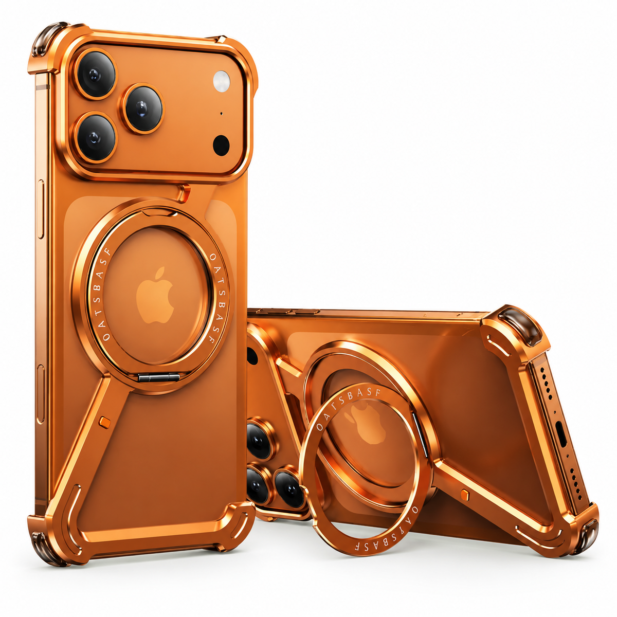 Premium iPhone Case MagSafe Aluminum Alloy Frameless Magnetic Shockproof Protective Cover 360° Rotating Ring Stand Slim Anti Scratch Full Coverage