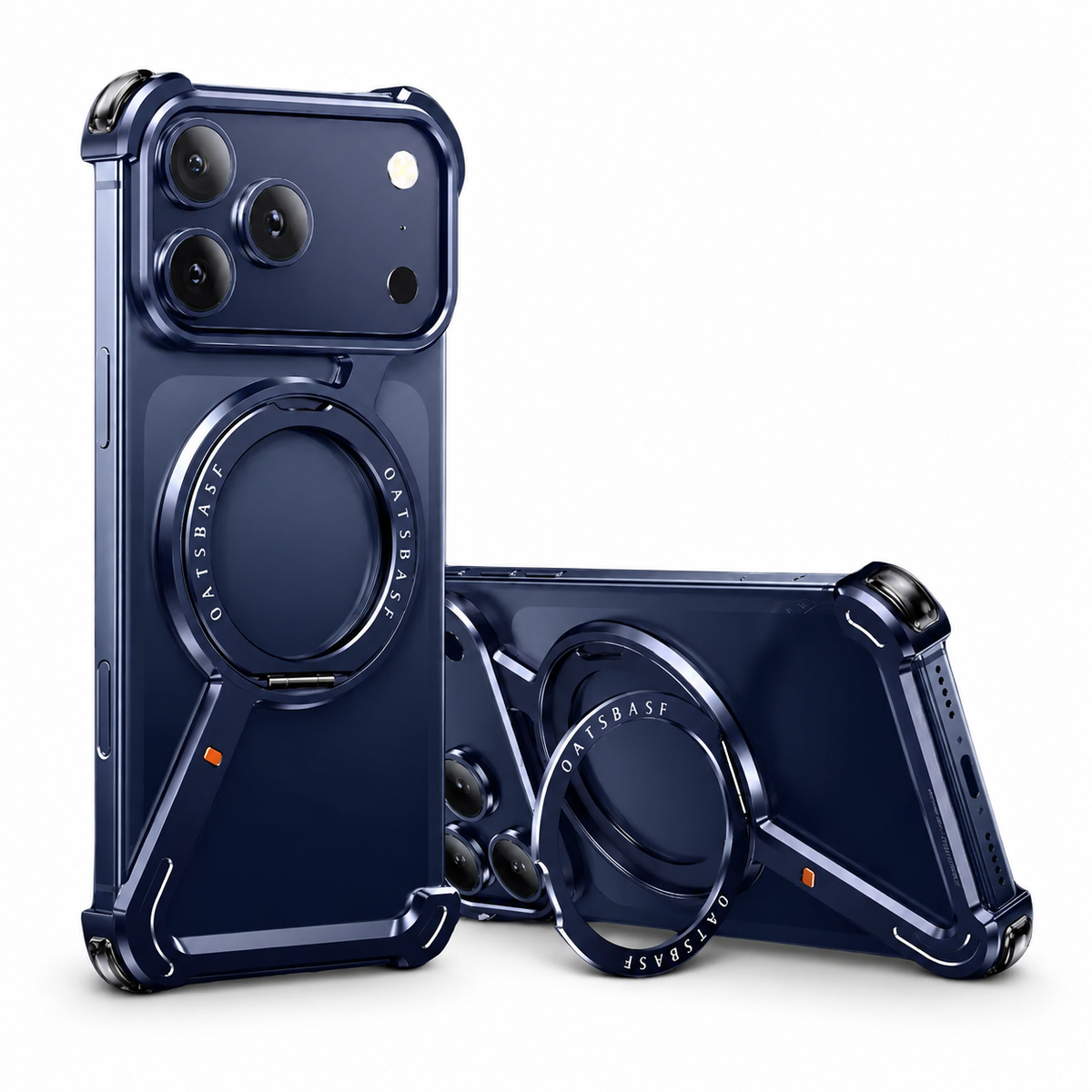 Premium iPhone Case MagSafe Aluminum Alloy Frameless Magnetic Shockproof Protective Cover 360° Rotating Ring Stand Slim Anti Scratch Full Coverage
