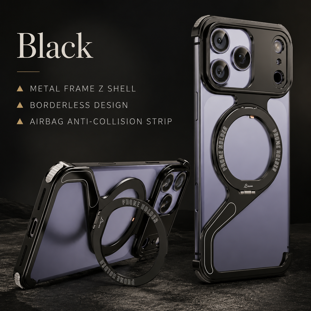 Premium iPhone Case MagSafe Aluminum Alloy Frameless Magnetic Shockproof Protective Cover Scratch Resistant Slim Minimal Z Shape Full Coverage Profile