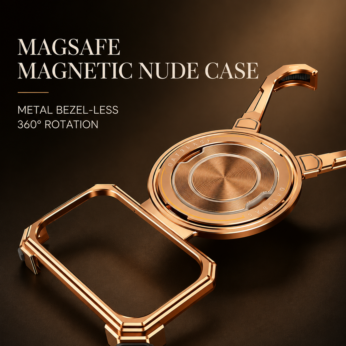 Premium iPhone Case MagSafe Aluminum Frameless Shockproof Protective Cover Rotating Stand Ring Slim Minimal Magnetic Full Coverage Modern Styling Grip