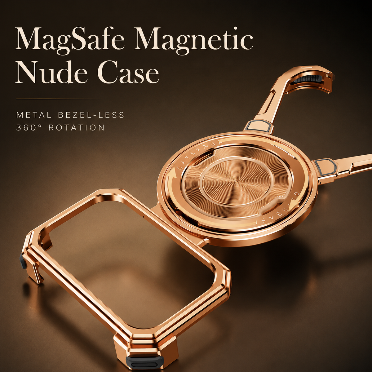 Premium iPhone Case MagSafe Aluminum Frameless Shockproof Protective Cover Rotating Stand Ring Slim Minimal Magnetic Full Coverage Modern Styling Grip
