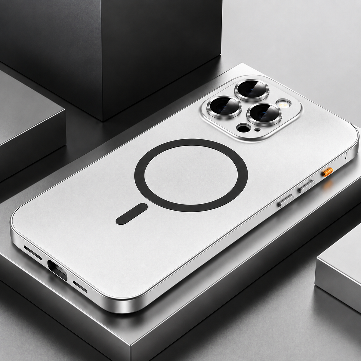 Premium iPhone Case MagSafe Aluminum Metal Frame Hard PC Back Shockproof Matte Anti Fingerprint Camera Protection Slim Full Coverage