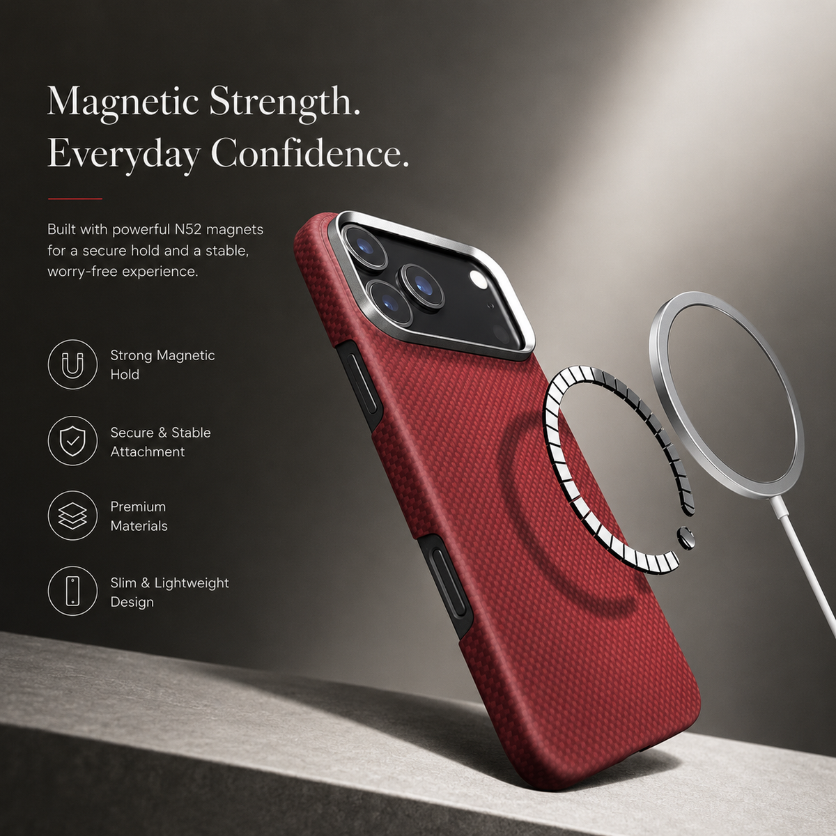 Premium iPhone Case MagSafe Aramid Kevlar Carbon Fiber Ultra Slim Magnetic Shockproof Protective Cover Anti Scratch Lightweight Business Full Coverage