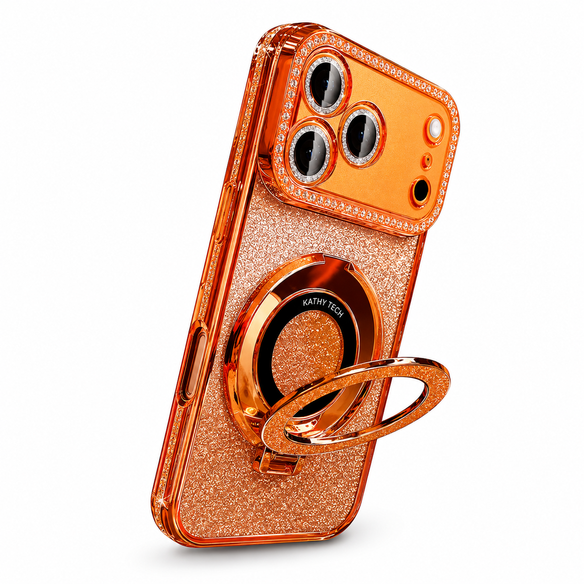 Premium iPhone Case MagSafe Bling Glitter Rhinestone Magnetic Ring Holder Plating Shockproof PC TPU Non Slip Protective Bumper Cover Case Design