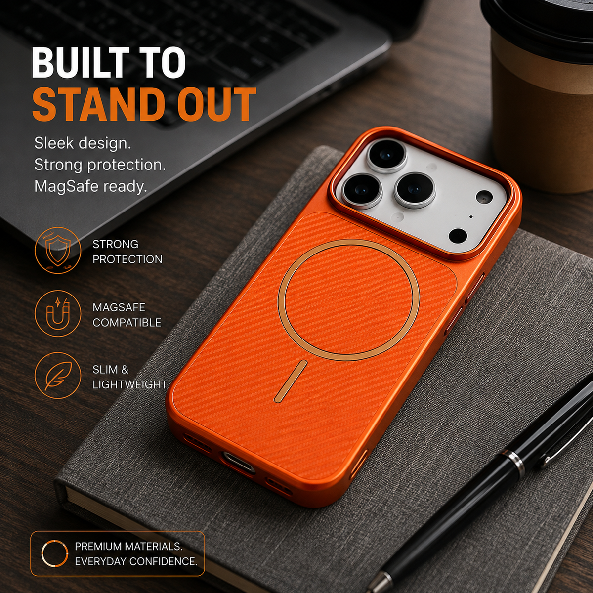 Premium iPhone Case MagSafe Carbon Fiber Electroplated Shockproof Protective Cover Scratch Resistant Wireless Charging Slim Lightweight Full Coverage