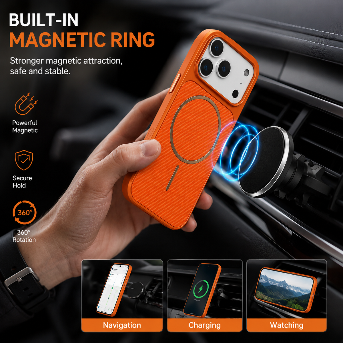 Premium iPhone Case MagSafe Carbon Fiber Electroplated Shockproof Protective Cover Scratch Resistant Wireless Charging Slim Lightweight Full Coverage
