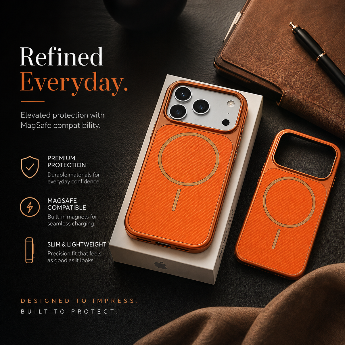 Premium iPhone Case MagSafe Carbon Fiber Electroplated Shockproof Protective Cover Scratch Resistant Wireless Charging Slim Lightweight Full Coverage