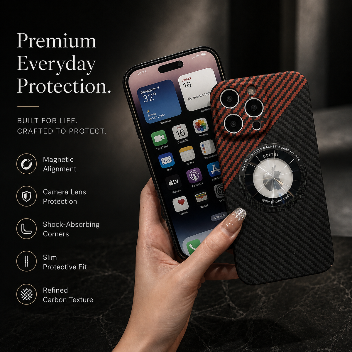 Premium iPhone Case MagSafe Carbon Fiber Magnetic Cover Shockproof Slim Lightweight Anti Scratch Camera Guard Non Slip Protective Case