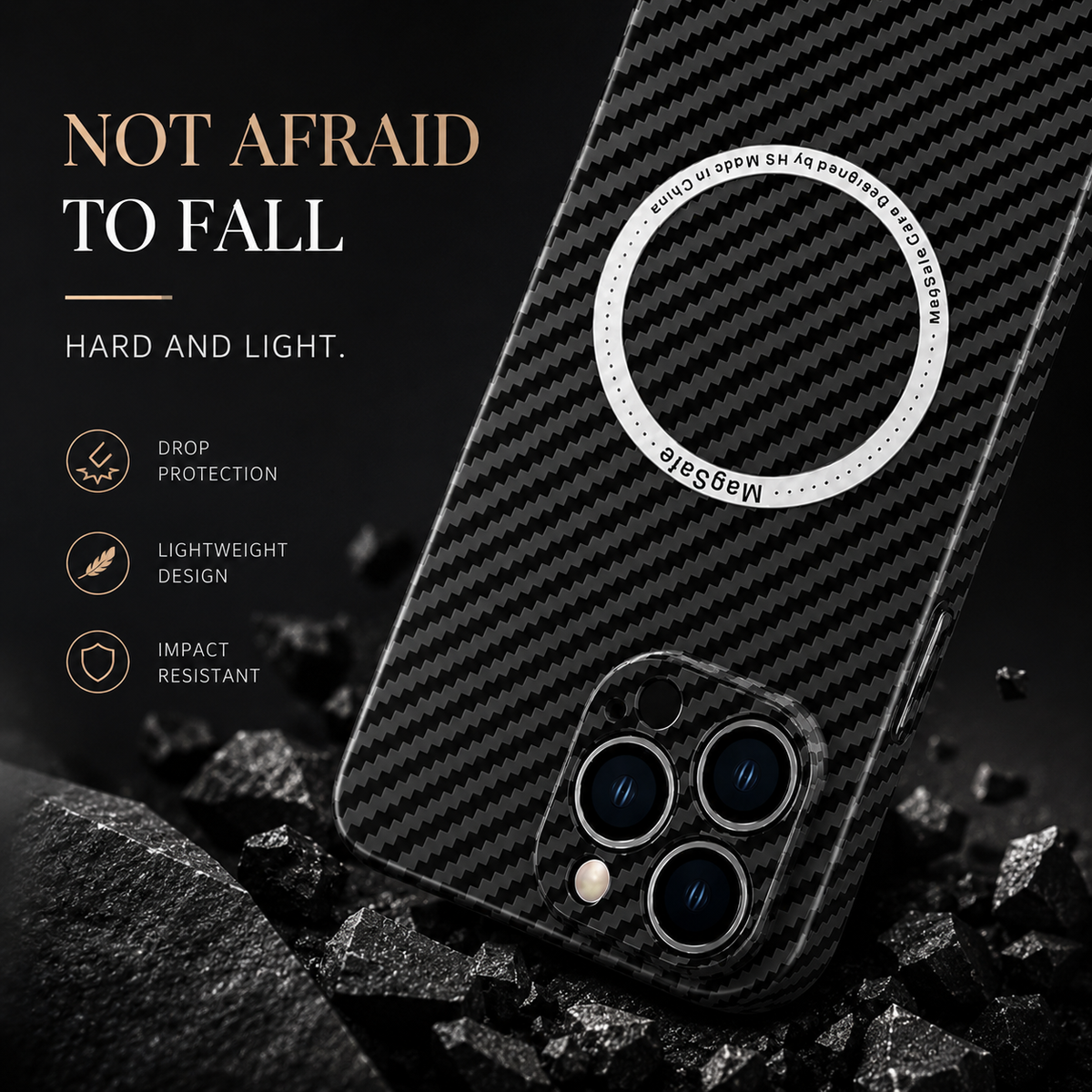Premium iPhone Case MagSafe Carbon Fiber Magnetic Cover Shockproof Slim Lightweight Anti Scratch Camera Guard Non Slip Protective Case