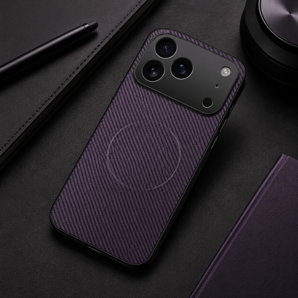 Premium iPhone Case MagSafe Carbon Fiber Magnetic Ultra Thin Shockproof Protective Cover Anti Scratch Slim Lightweight Military Style Full Coverage Case