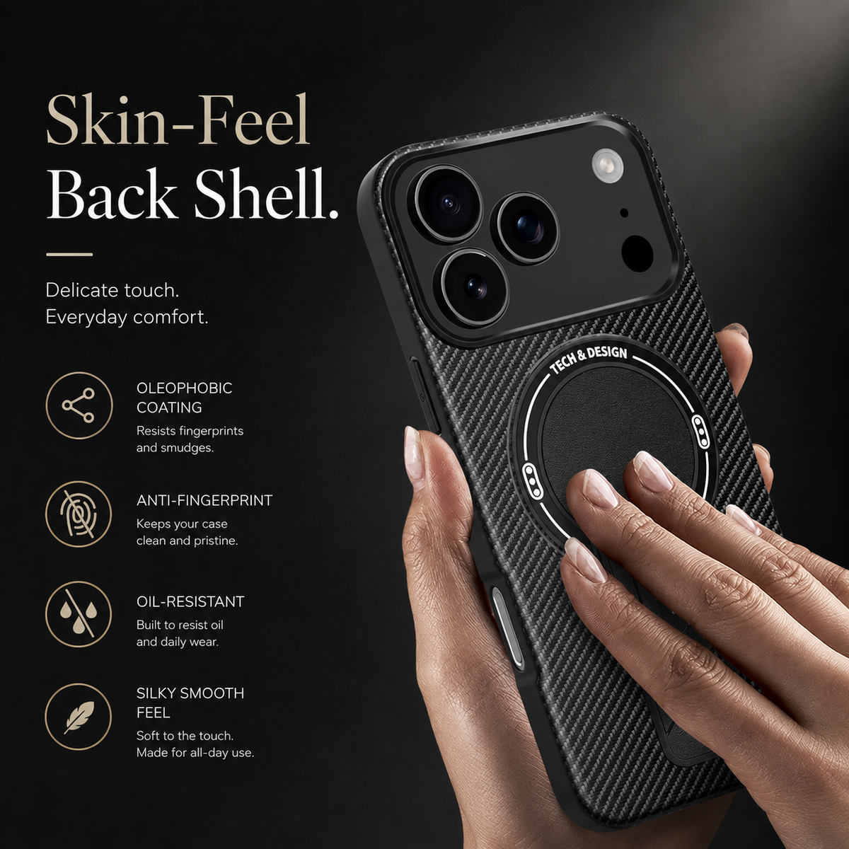 Premium iPhone Case MagSafe Carbon Fiber Pattern Magnetic Fold Stand Shockproof PC TPU Protective Cover Military Style Anti Scratch Non Slip Slim Armor