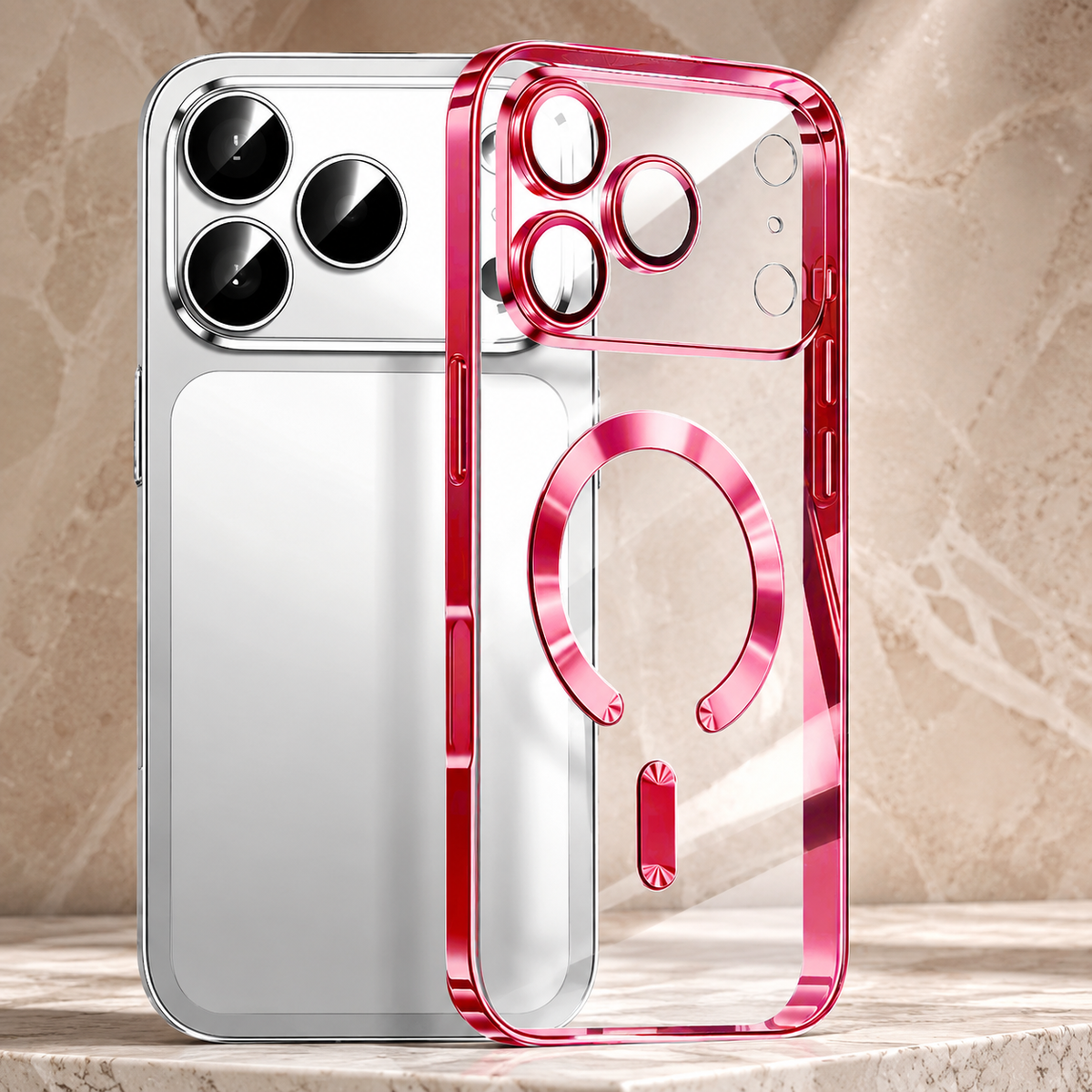 Premium iPhone Case MagSafe Clear Magnetic Plating Protective Cover Shockproof Bumper Anti Scratch Slim Transparent Wireless Charging Reinforced Edge