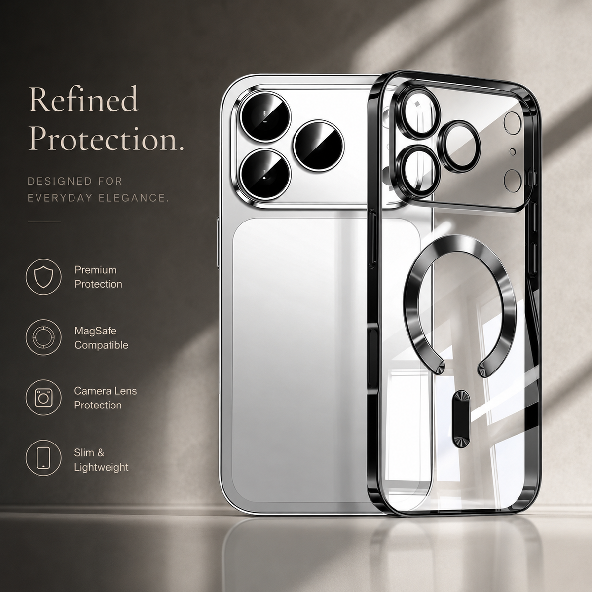 Premium iPhone Case MagSafe Clear Magnetic Plating Protective Cover Shockproof Bumper Anti Scratch Slim Transparent Wireless Charging Reinforced Edge