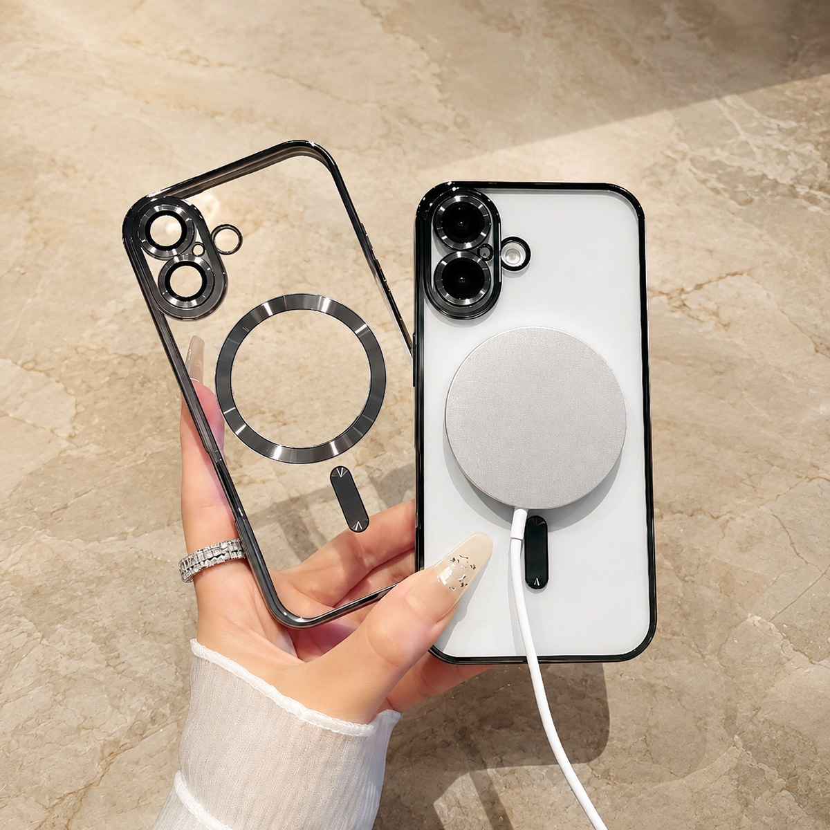 Premium iPhone Case MagSafe Clear Magnetic Plating Protective Cover Shockproof Bumper Anti Scratch Slim Transparent Wireless Charging Reinforced Edge