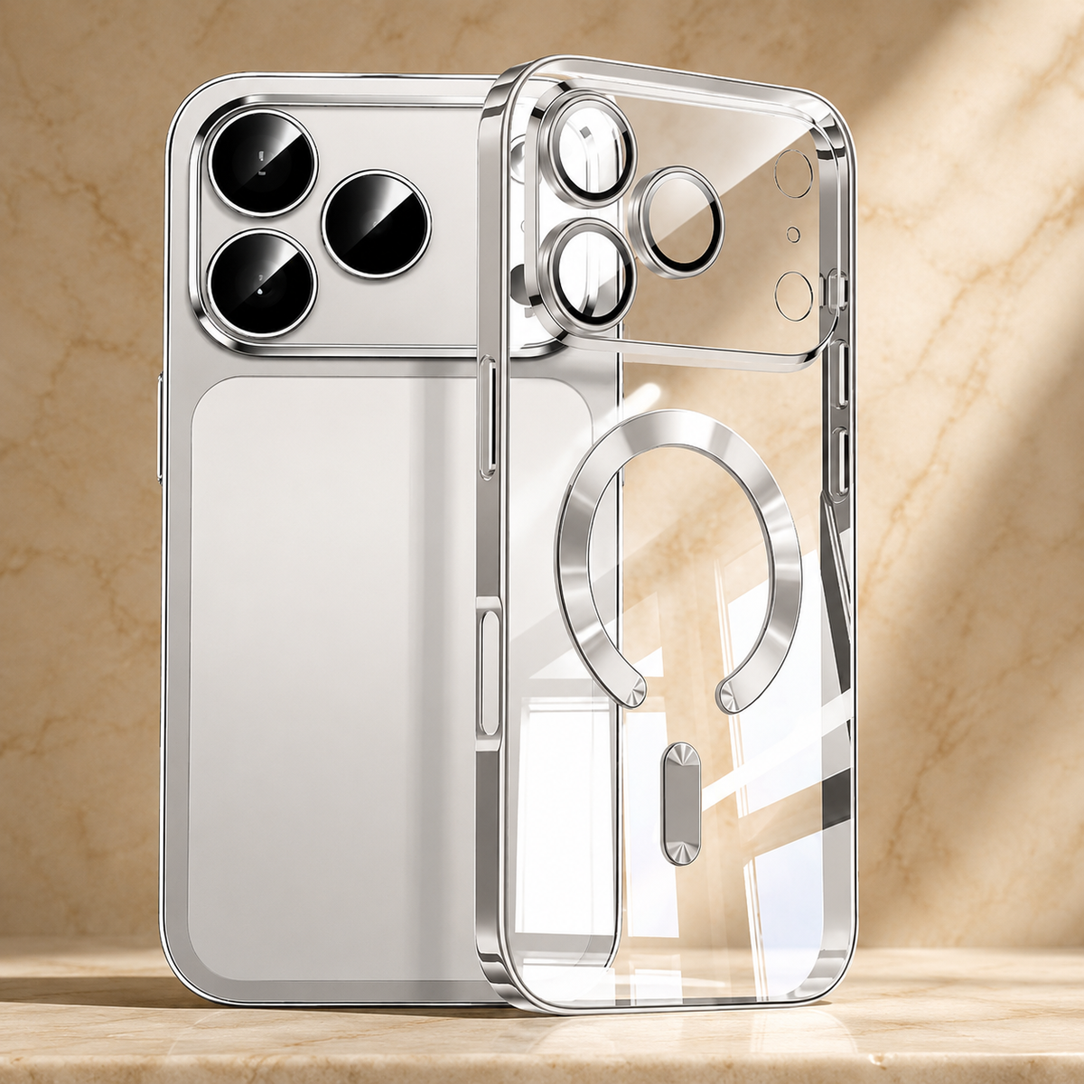 Premium iPhone Case MagSafe Clear Magnetic Plating Protective Cover Shockproof Bumper Anti Scratch Slim Transparent Wireless Charging Reinforced Edge