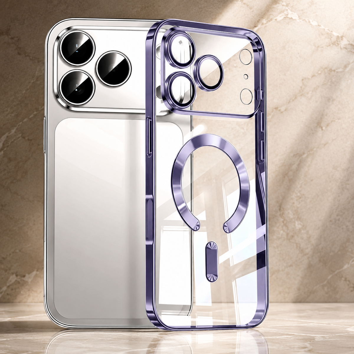 Premium iPhone Case MagSafe Clear Magnetic Plating Protective Cover Shockproof Bumper Anti Scratch Slim Transparent Wireless Charging Reinforced Edge