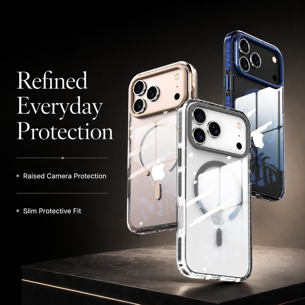 Premium iPhone Case MagSafe Clear Protective Cover Magnetic Wireless Charging Shockproof Anti Scratch Slim Transparent PC PE Striped Border Design Pro