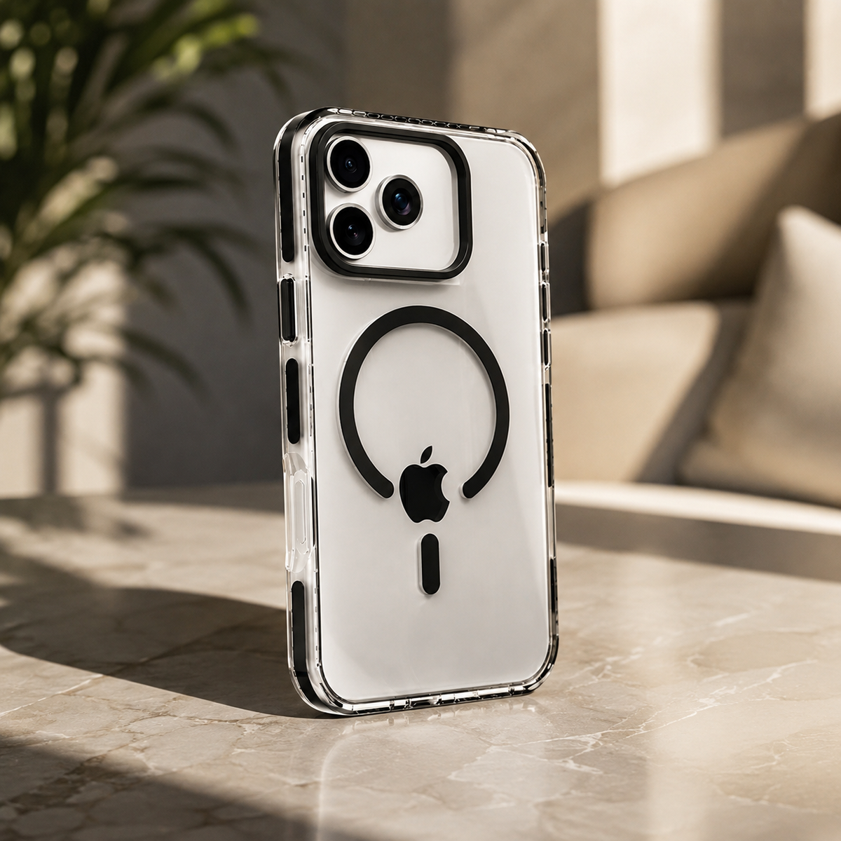 Premium iPhone Case MagSafe Clear Protective Cover Magnetic Wireless Charging Shockproof Anti Scratch Slim Transparent PC PE Striped Border Design Pro