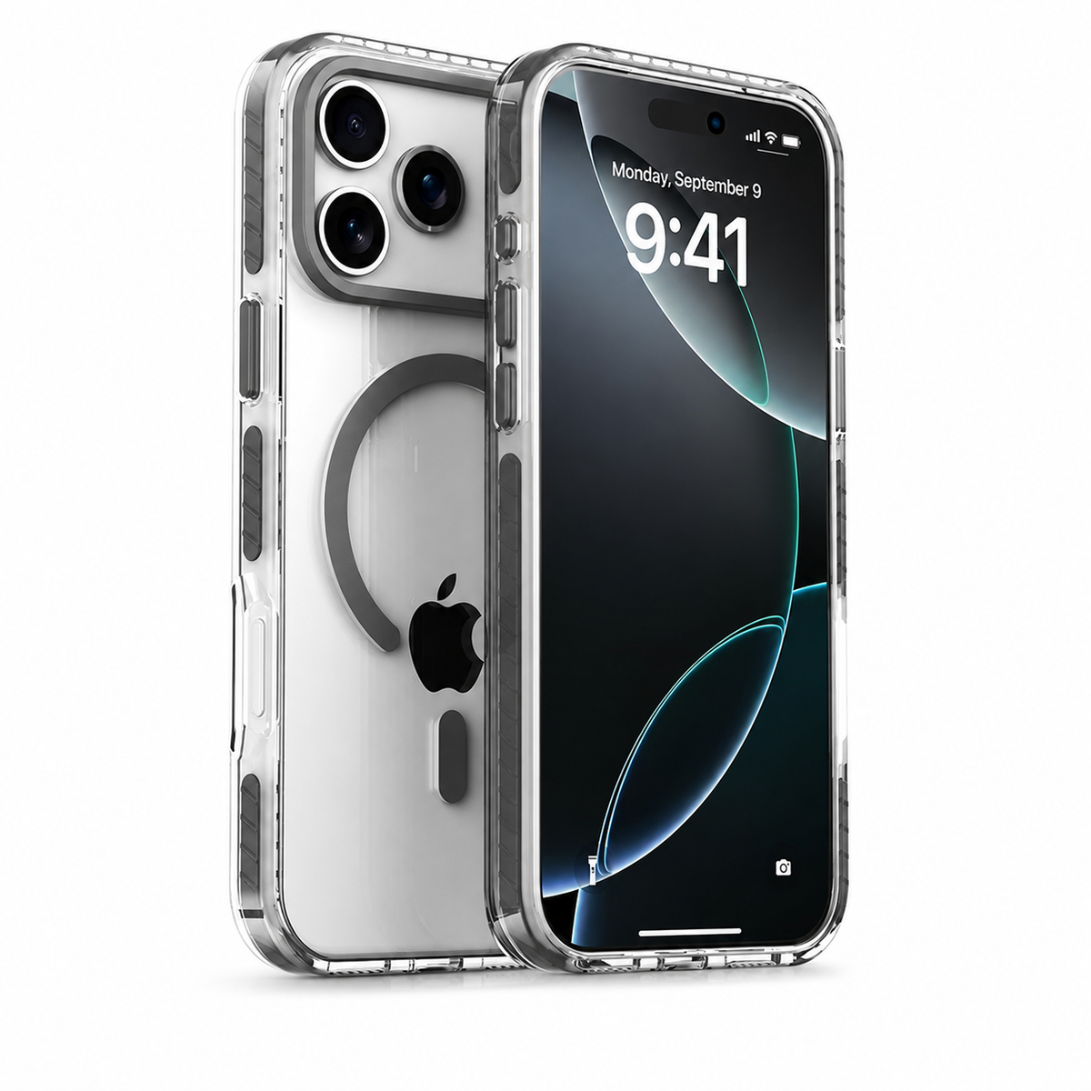 Premium iPhone Case MagSafe Clear Protective Cover Magnetic Wireless Charging Shockproof Anti Scratch Slim Transparent PC PE Striped Border Design Pro